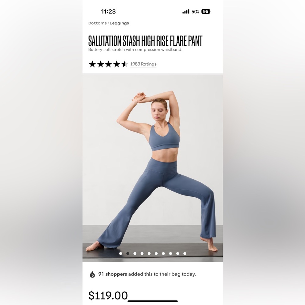 ATHLETA salutation stash flare pant